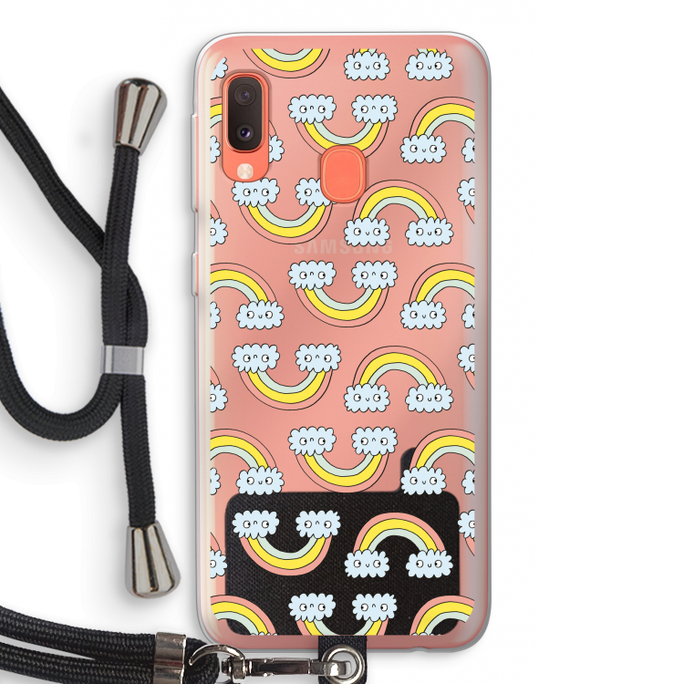 Regenboog: Samsung Galaxy A20e Transparant Hoesje met koord