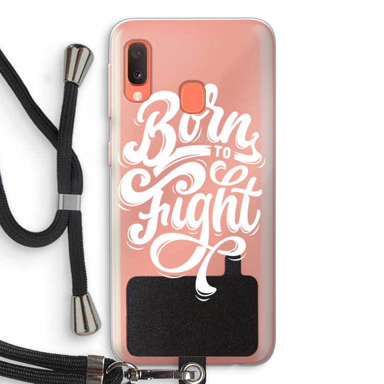Born to Fight: Samsung Galaxy A20e Transparant Hoesje met koord