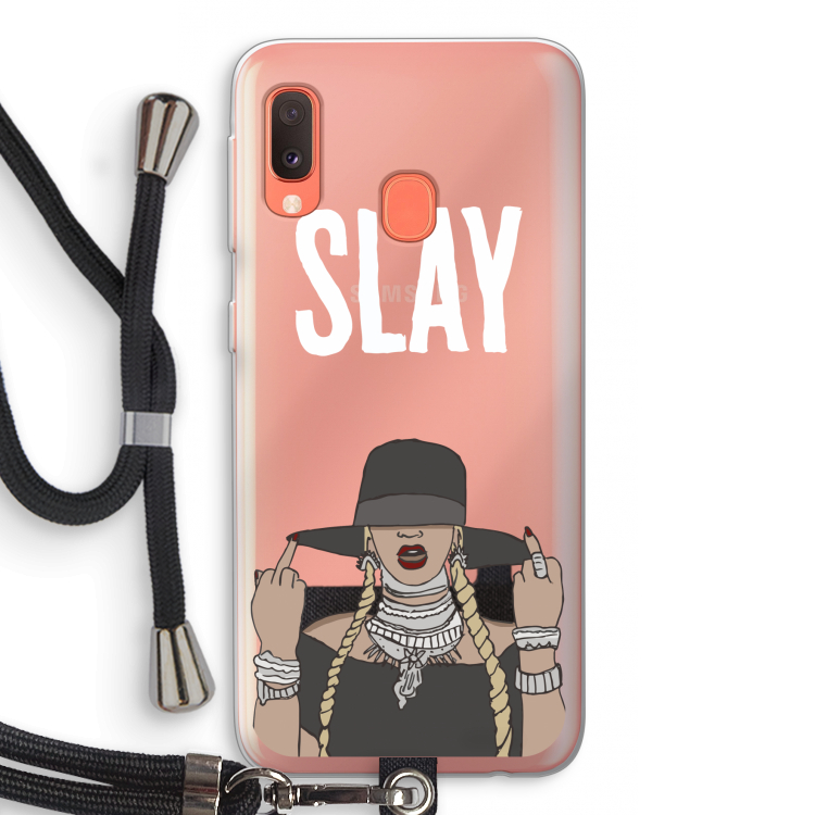 Slay All Day: Samsung Galaxy A20e Transparant Hoesje met koord