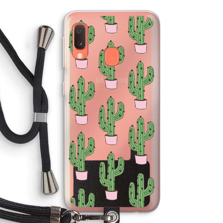 Cactus Lover: Samsung Galaxy A20e Transparant Hoesje met koord