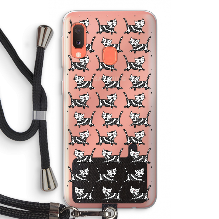 Zwarte poes: Samsung Galaxy A20e Transparant Hoesje met koord
