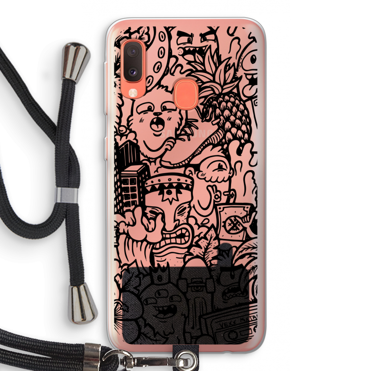 Vexx Black Mixtape: Samsung Galaxy A20e Transparant Hoesje met koord
