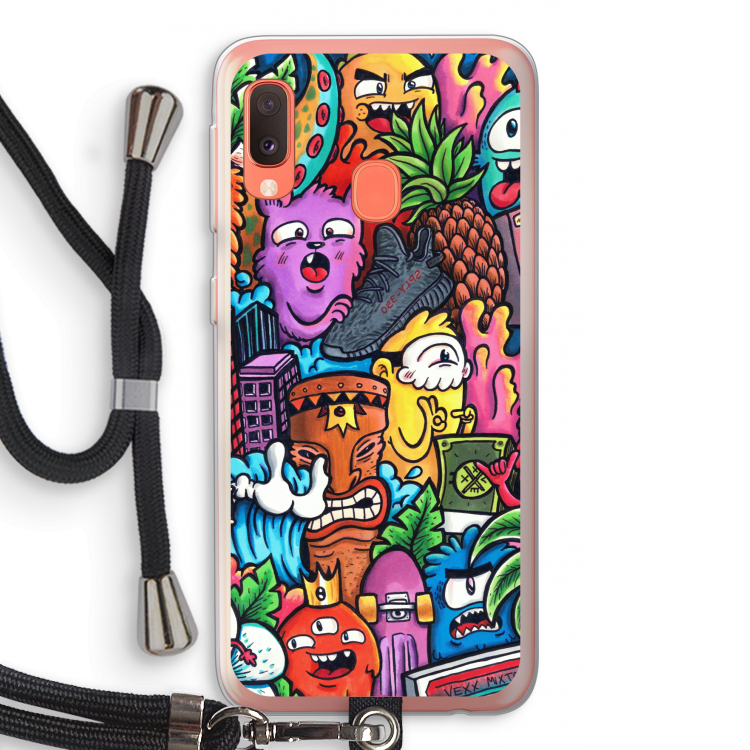 Vexx Mixtape: Samsung Galaxy A20e Transparant Hoesje met koord