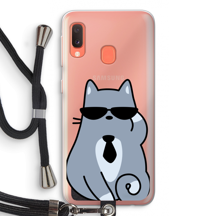 Cool cat: Samsung Galaxy A20e Transparant Hoesje met koord