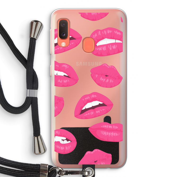 Bite my lip: Samsung Galaxy A20e Transparant Hoesje met koord