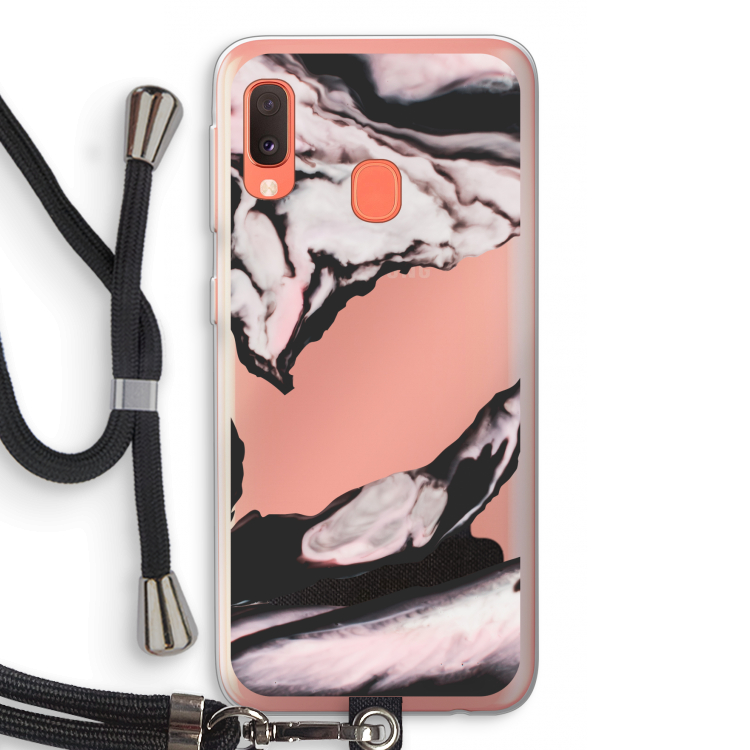 Roze stroom: Samsung Galaxy A20e Transparant Hoesje met koord