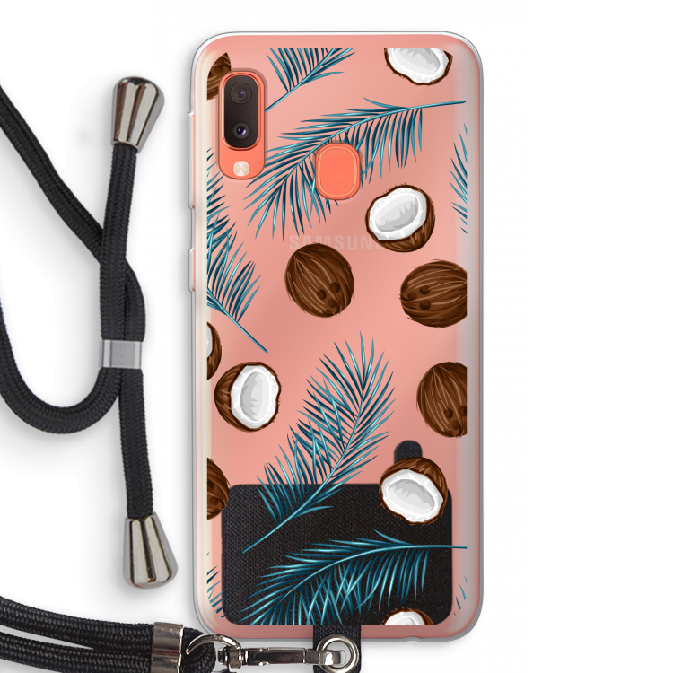 Kokosnoot roze: Samsung Galaxy A20e Transparant Hoesje met koord