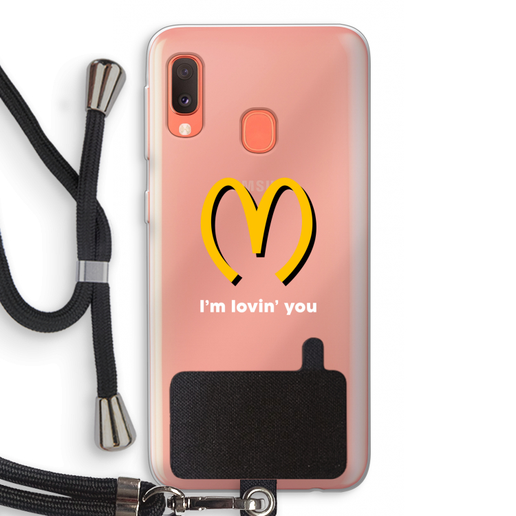 I'm lovin' you: Samsung Galaxy A20e Transparant Hoesje met koord