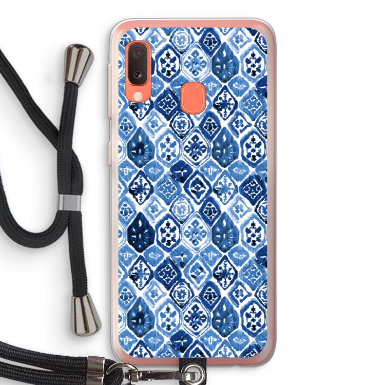 Blauw motief: Samsung Galaxy A20e Transparant Hoesje met koord