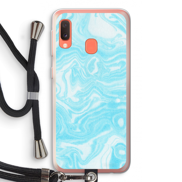 Waterverf blauw: Samsung Galaxy A20e Transparant Hoesje met koord