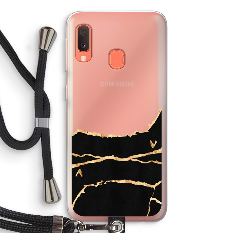 Gouden marmer: Samsung Galaxy A20e Transparant Hoesje met koord