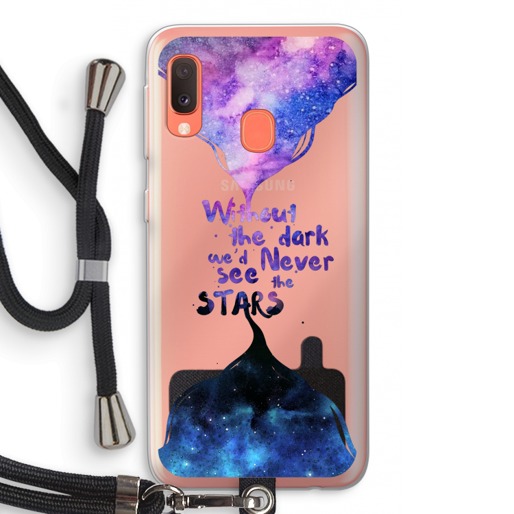 Stars quote: Samsung Galaxy A20e Transparant Hoesje met koord
