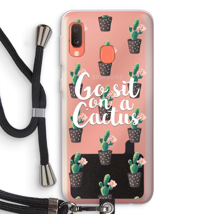 Cactus quote: Samsung Galaxy A20e Transparant Hoesje met koord