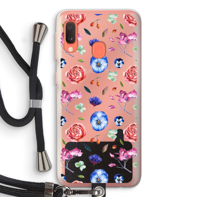 Bloemetjes: Samsung Galaxy A20e Transparant Hoesje met koord