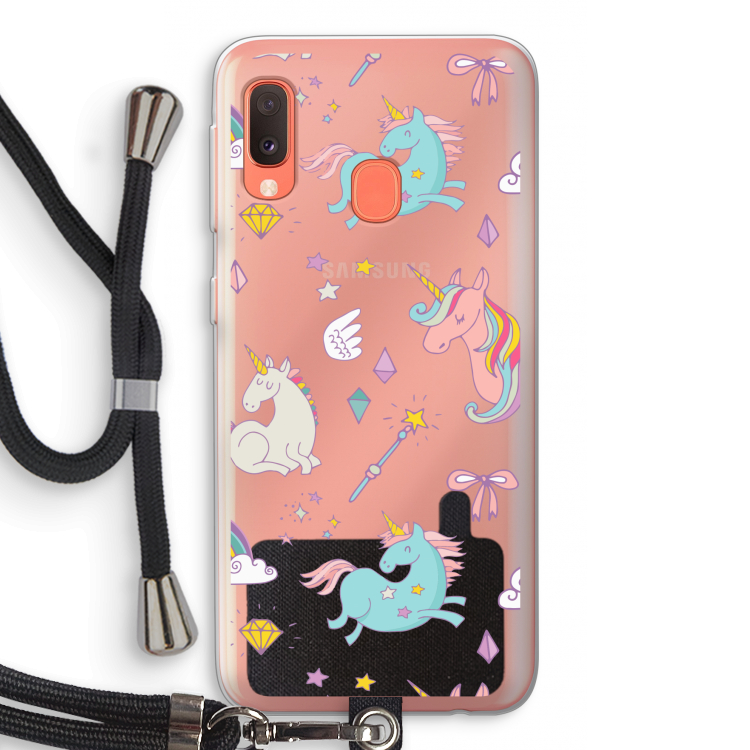 Fantasiewereld: Samsung Galaxy A20e Transparant Hoesje met koord
