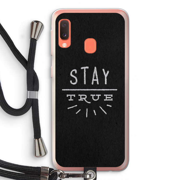Stay true: Samsung Galaxy A20e Transparant Hoesje met koord