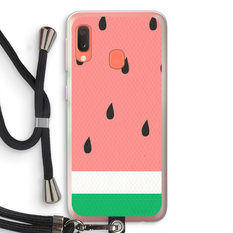 Watermeloen: Samsung Galaxy A20e Transparant Hoesje met koord