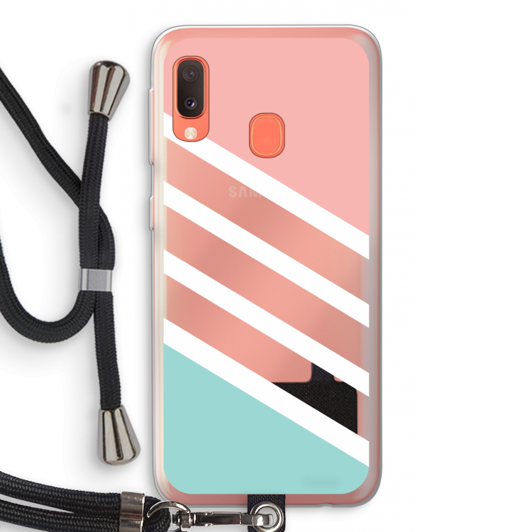 Strepen pastel: Samsung Galaxy A20e Transparant Hoesje met koord