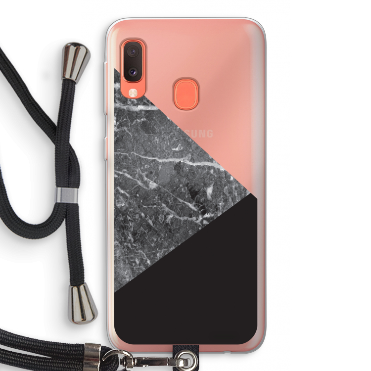 Combinatie marmer: Samsung Galaxy A20e Transparant Hoesje met koord