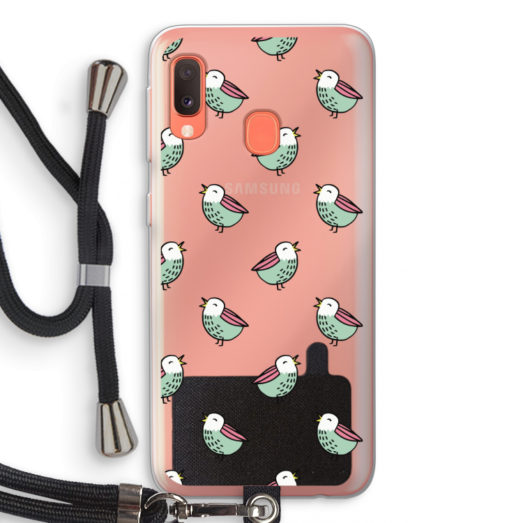 Vogeltjes: Samsung Galaxy A20e Transparant Hoesje met koord