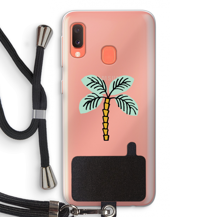 Palmboom: Samsung Galaxy A20e Transparant Hoesje met koord