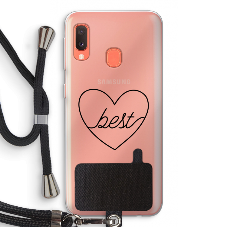 Best heart black: Samsung Galaxy A20e Transparant Hoesje met koord