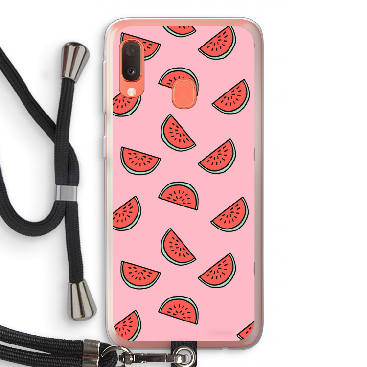 Watermeloen: Samsung Galaxy A20e Transparant Hoesje met koord