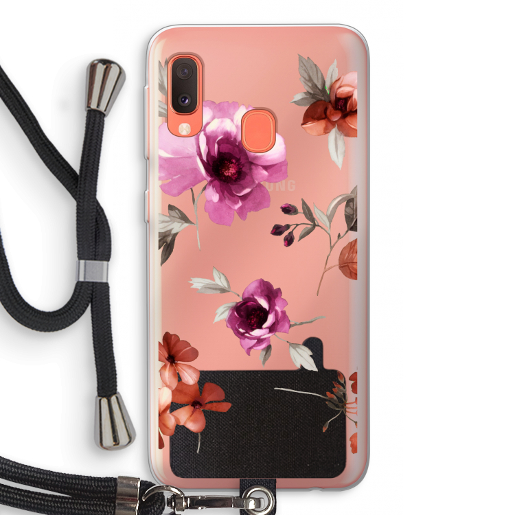 Geschilderde bloemen: Samsung Galaxy A20e Transparant Hoesje met koord