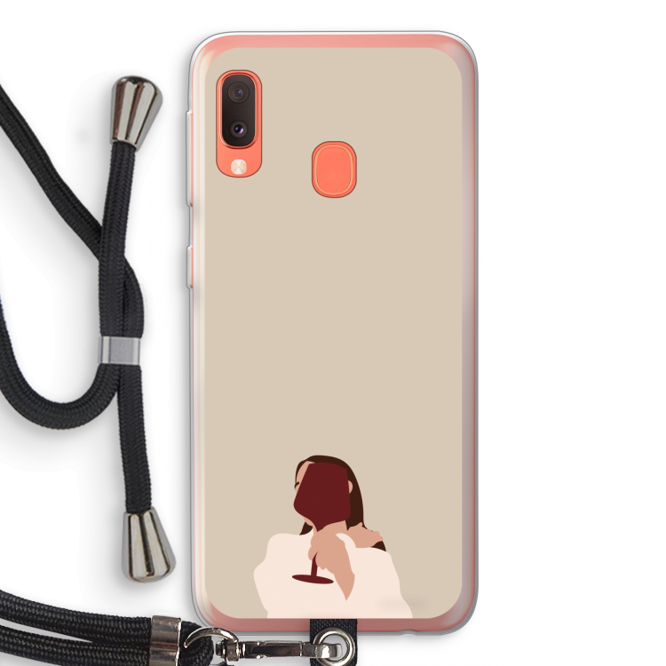I drink wine: Samsung Galaxy A20e Transparant Hoesje met koord