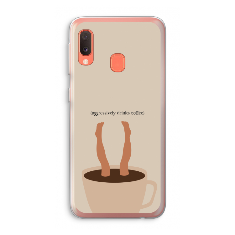 Aggressively drinks coffee: Samsung Galaxy A20e Transparant Hoesje