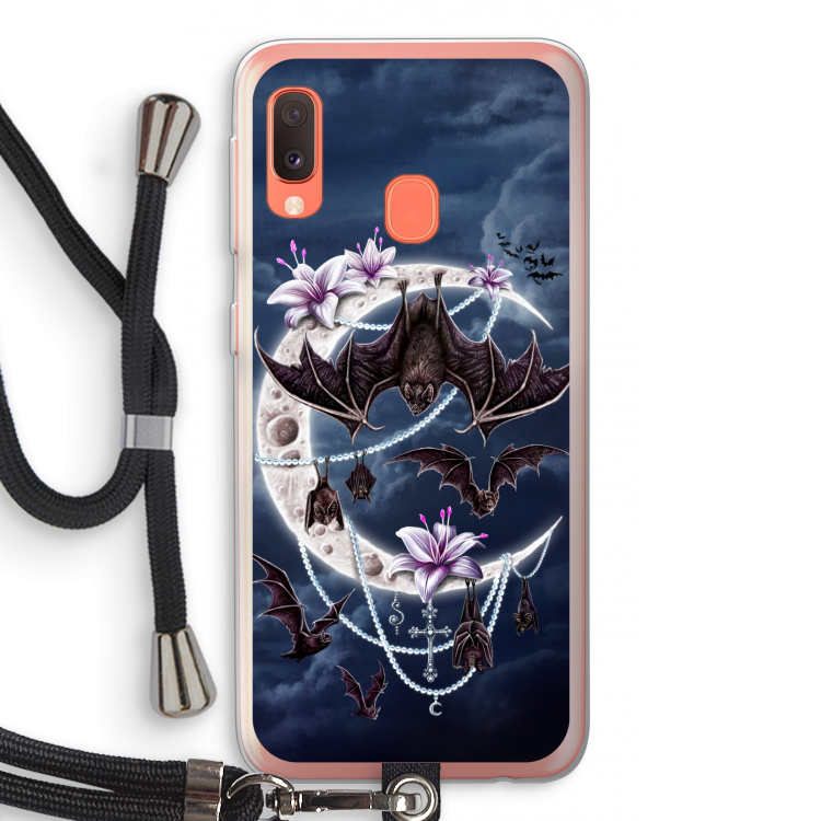 Vleermuizen Maan: Samsung Galaxy A20e Transparant Hoesje met koord