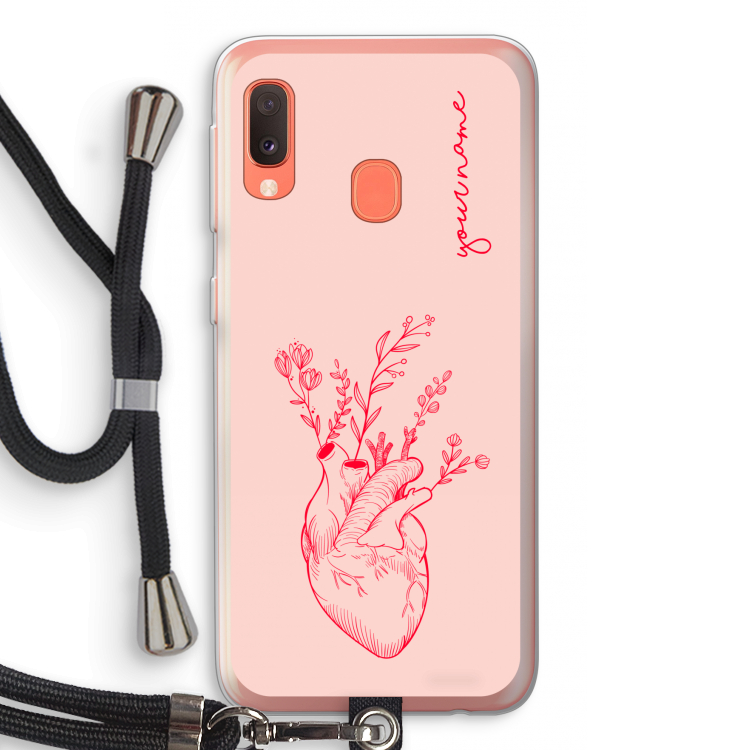 Blooming Heart: Samsung Galaxy A20e Transparant Hoesje met koord