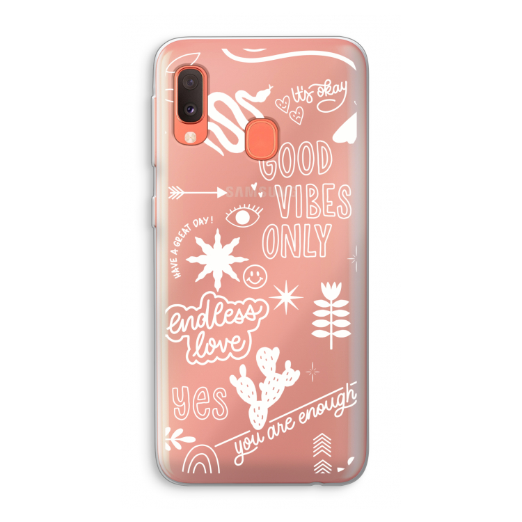 Good vibes: Samsung Galaxy A20e Transparant Hoesje