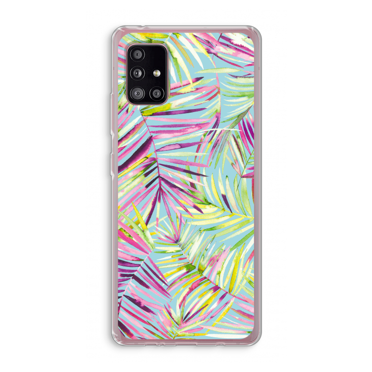 Tropical Palms Blue: Samsung Galaxy A51 5G Transparant Hoesje