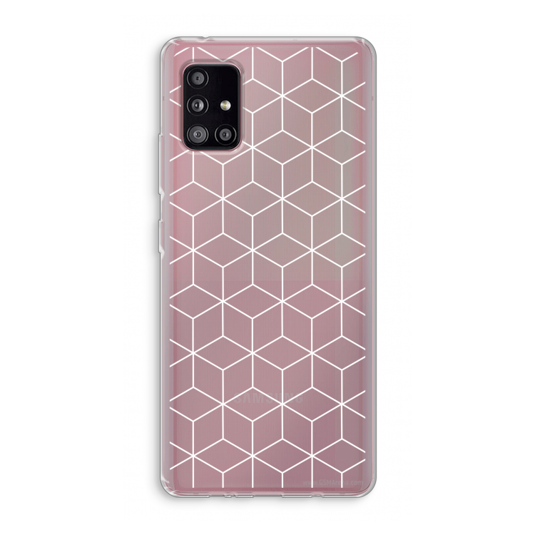 Zwart-witte kubussen: Samsung Galaxy A51 5G Transparant Hoesje
