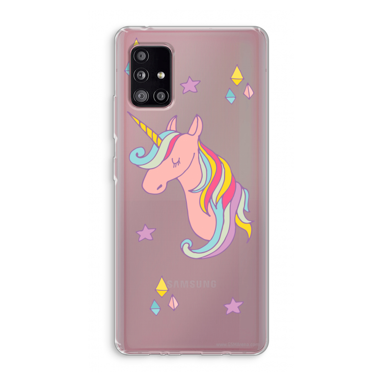 Roze eenhoorn: Samsung Galaxy A51 5G Transparant Hoesje