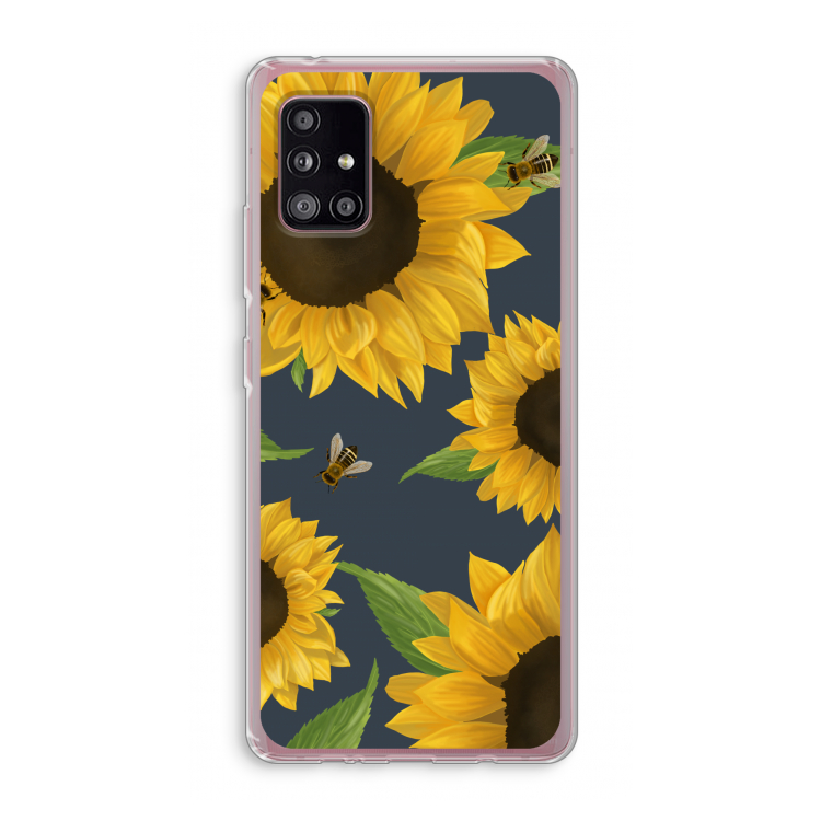 Sunflower and bees: Samsung Galaxy A51 5G Transparant Hoesje