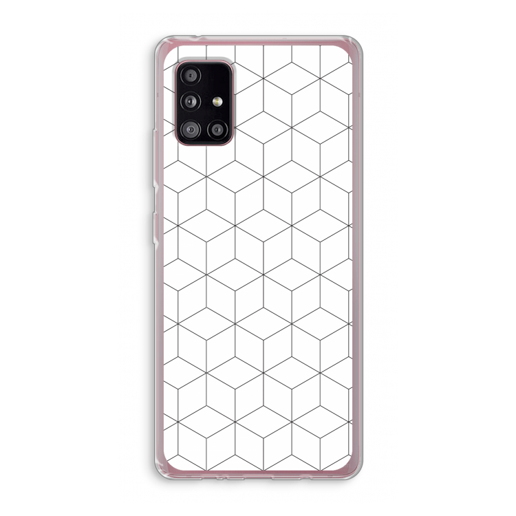 Zwart-witte kubussen: Samsung Galaxy A51 5G Transparant Hoesje