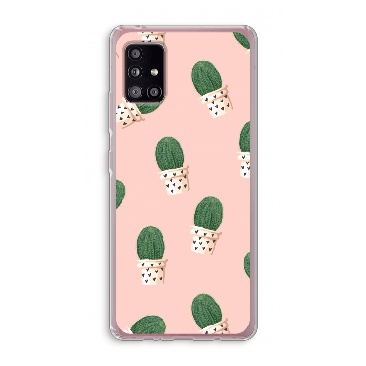 Cactusprint roze: Samsung Galaxy A51 5G Transparant Hoesje