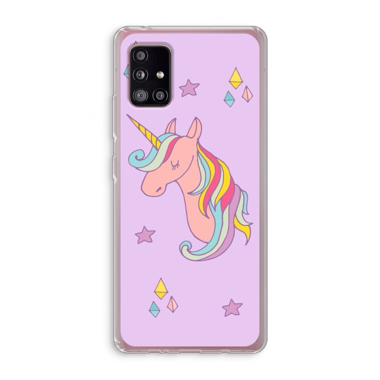 Roze eenhoorn: Samsung Galaxy A51 5G Transparant Hoesje