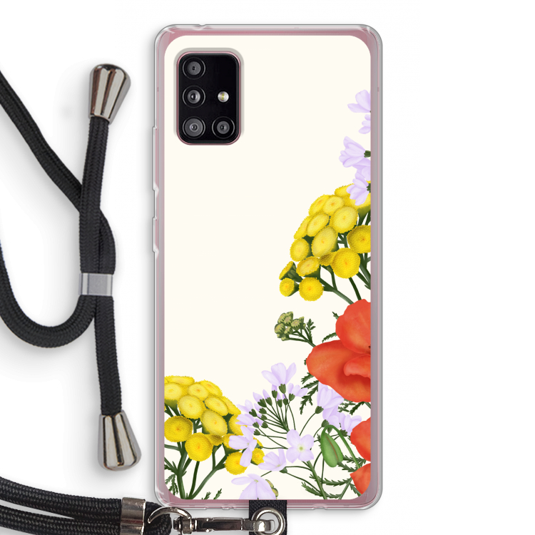 Wilde bloemen: Samsung Galaxy A51 5G Transparant Hoesje met koord