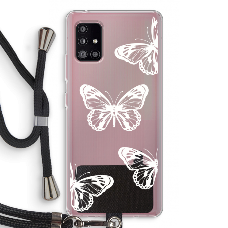 White butterfly: Samsung Galaxy A51 5G Transparant Hoesje met koord