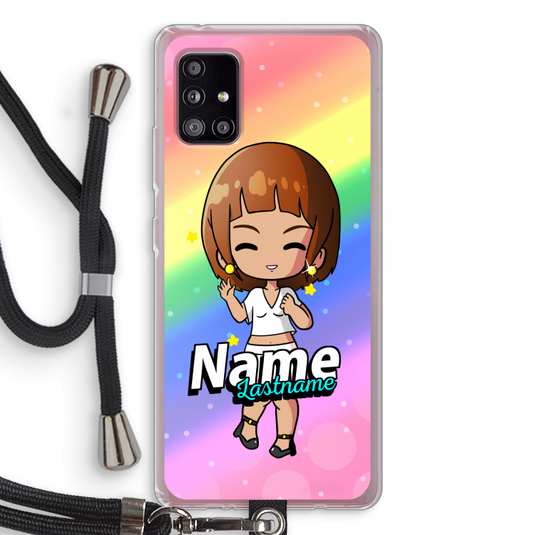 Chibi Maker vrouw: Samsung Galaxy A51 5G Transparant Hoesje met koord