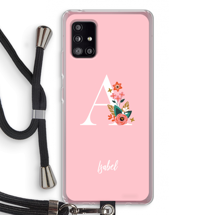 Pink Bouquet: Samsung Galaxy A51 5G Transparant Hoesje met koord