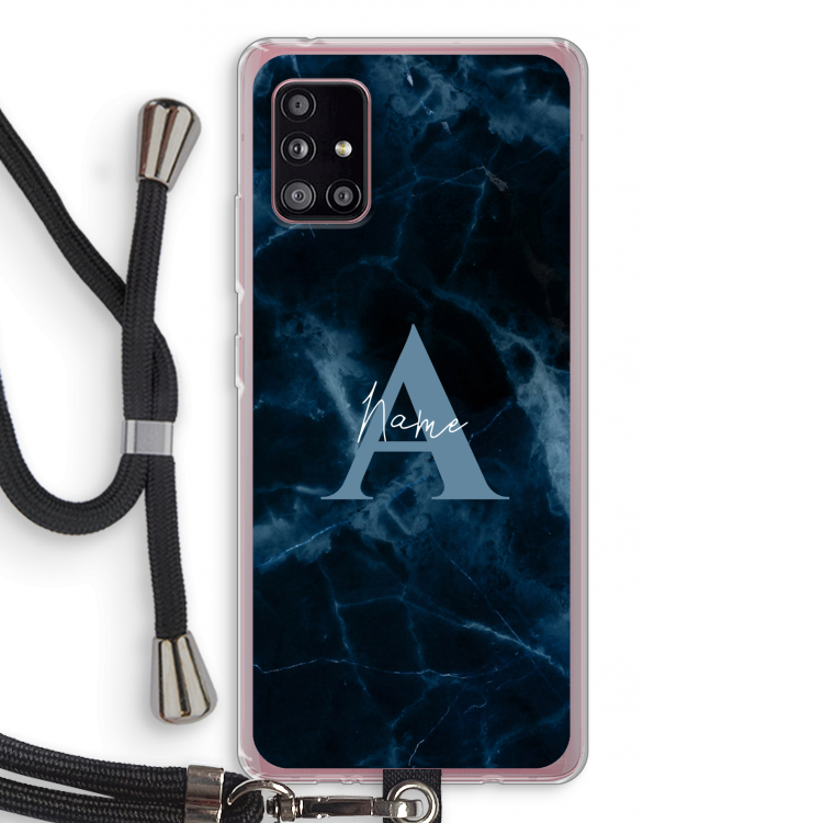 Midnight Marble: Samsung Galaxy A51 5G Transparant Hoesje met koord