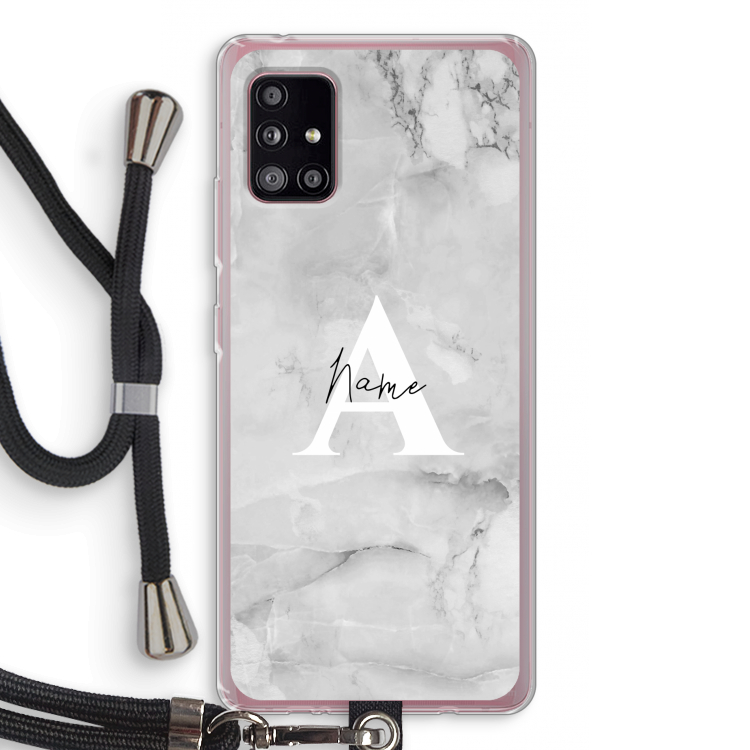 Ivory Marble: Samsung Galaxy A51 5G Transparant Hoesje met koord