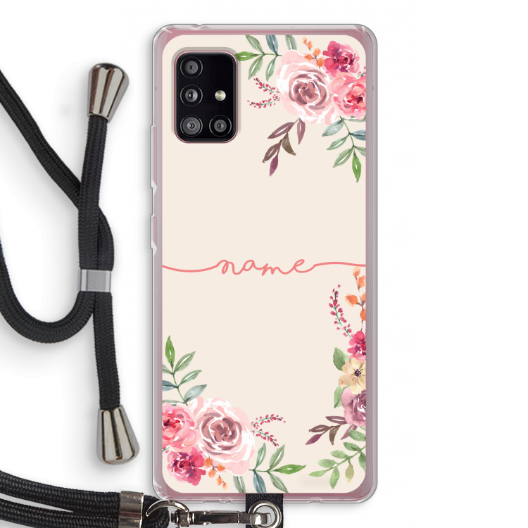 Rozen: Samsung Galaxy A51 5G Transparant Hoesje met koord