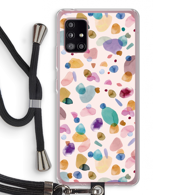 Terrazzo Memphis Pink: Samsung Galaxy A51 5G Transparant Hoesje met koord