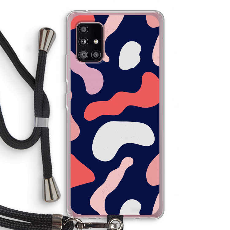 Memphis Shapes Pink: Samsung Galaxy A51 5G Transparant Hoesje met koord