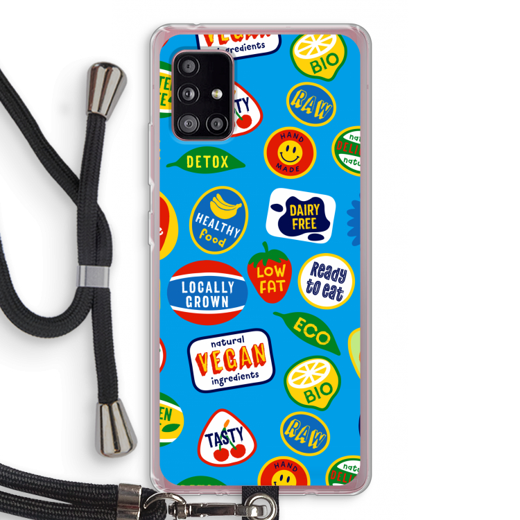 Fruitsticker: Samsung Galaxy A51 5G Transparant Hoesje met koord